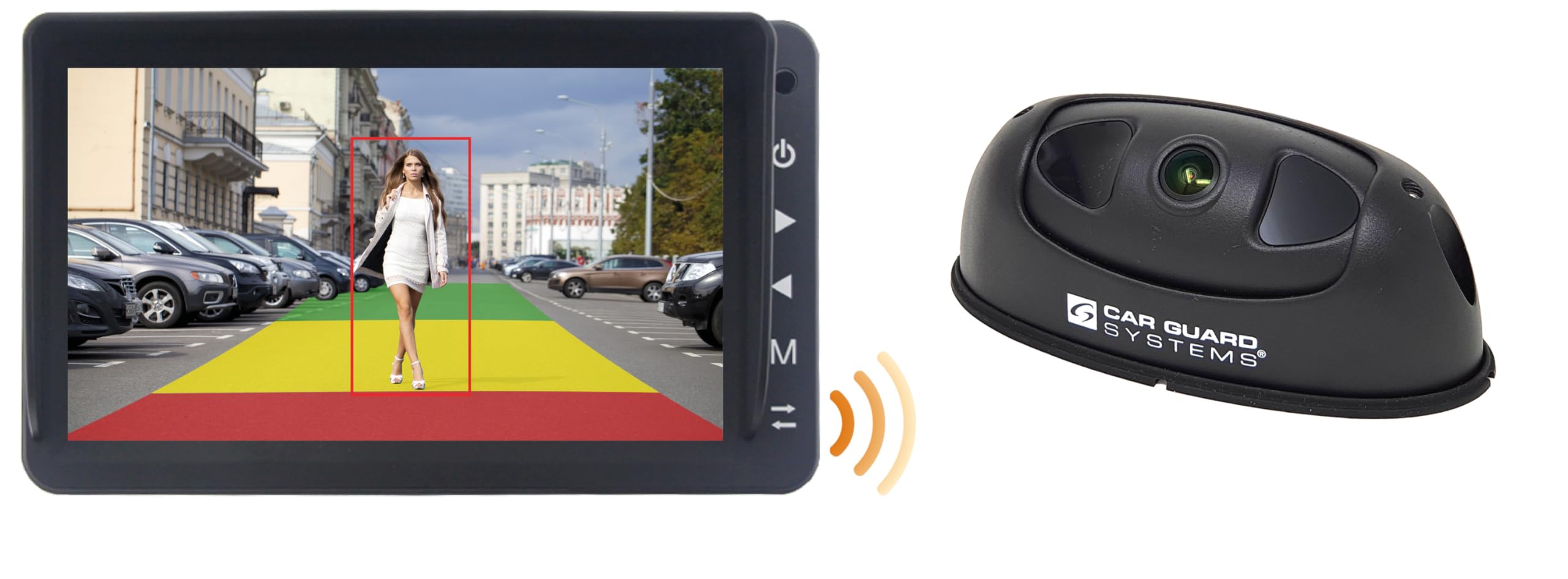 RAV-KI - Telecamera di rilevamento di persone con intelligenza artificiale, set con monitor Full HD con allarme del conducente di CARGUARD Systems