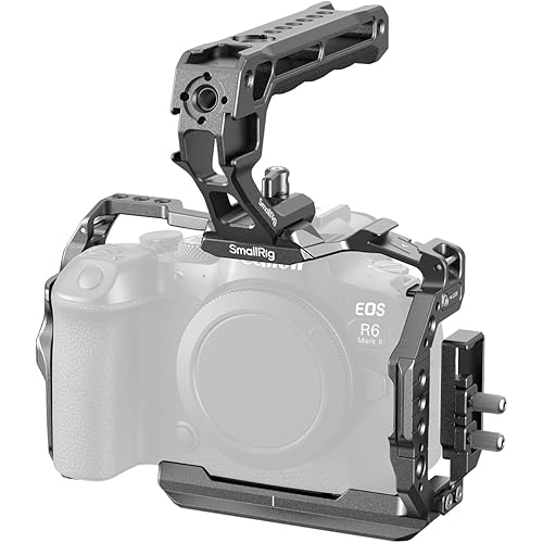 SmallRig R6 II Hawklock Camera Cage Kit for Canon R6 Mark II, Full Cage with Top Handle and Cable Clamp, Buit-in Cold Shoes and NATO Rails -5197