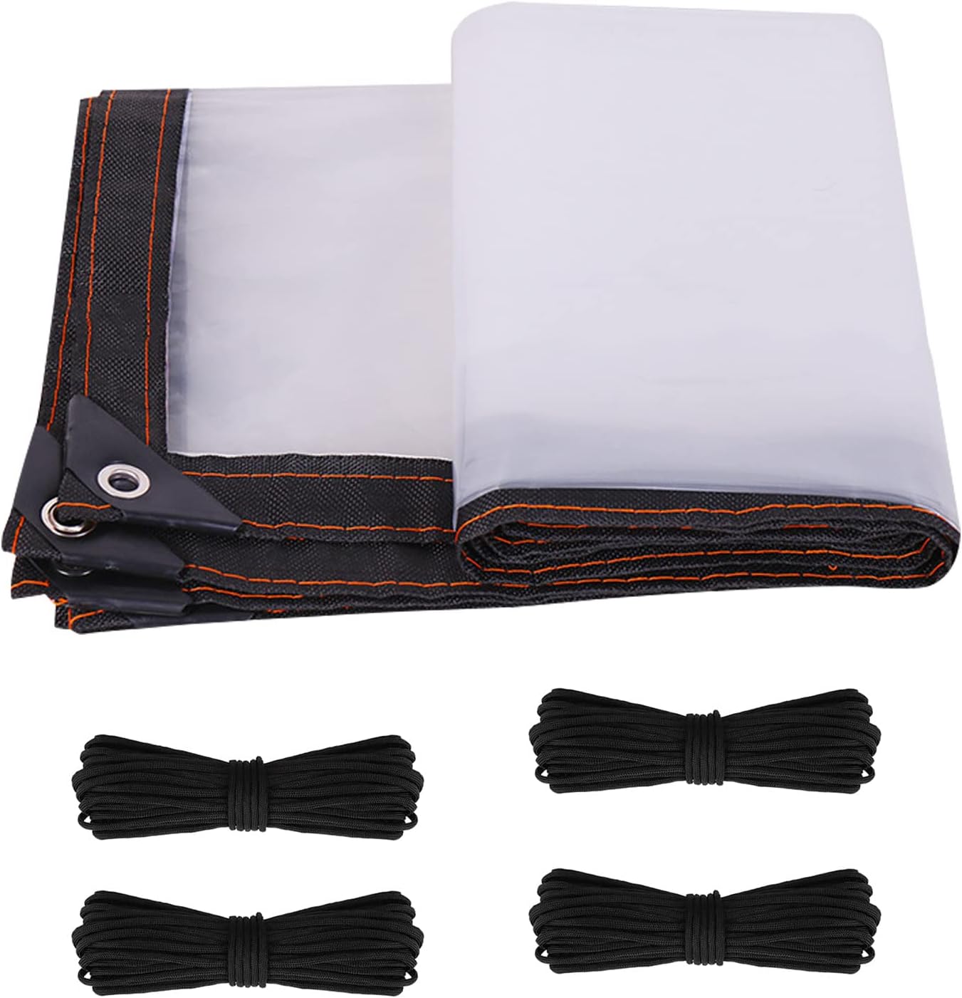 Clear Tarpaulin Waterproof Heavy Duty Clear Tarps with Eyelets Transparent Canopies Tarp Sheet Cover 120g/m² Transparent Tarpaulin for Rain or Sun