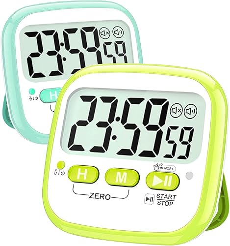 Antonki Paquete de 2 temporizadores de aula para niños y profesores, temporizador digital de cocina magnético de cuenta regresiva para cocinar,