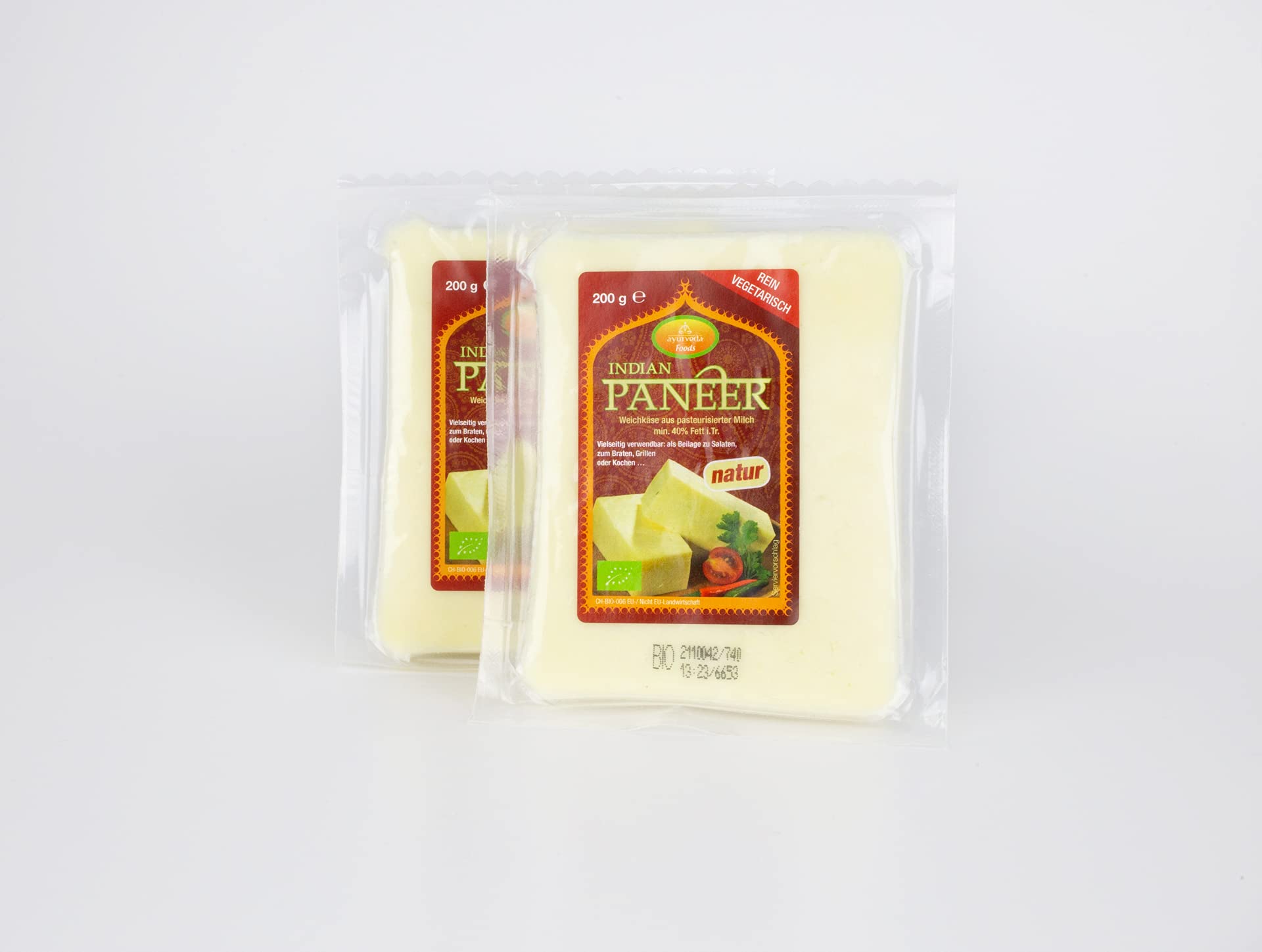Ayurveda Foods - Bio Paneer (Panir) Käse Natur 6er Set à 200g Vegetarisch Organic, frei von Konservierungsstoffen oder künstlichen Aromen 100% aus Bio-Milch
