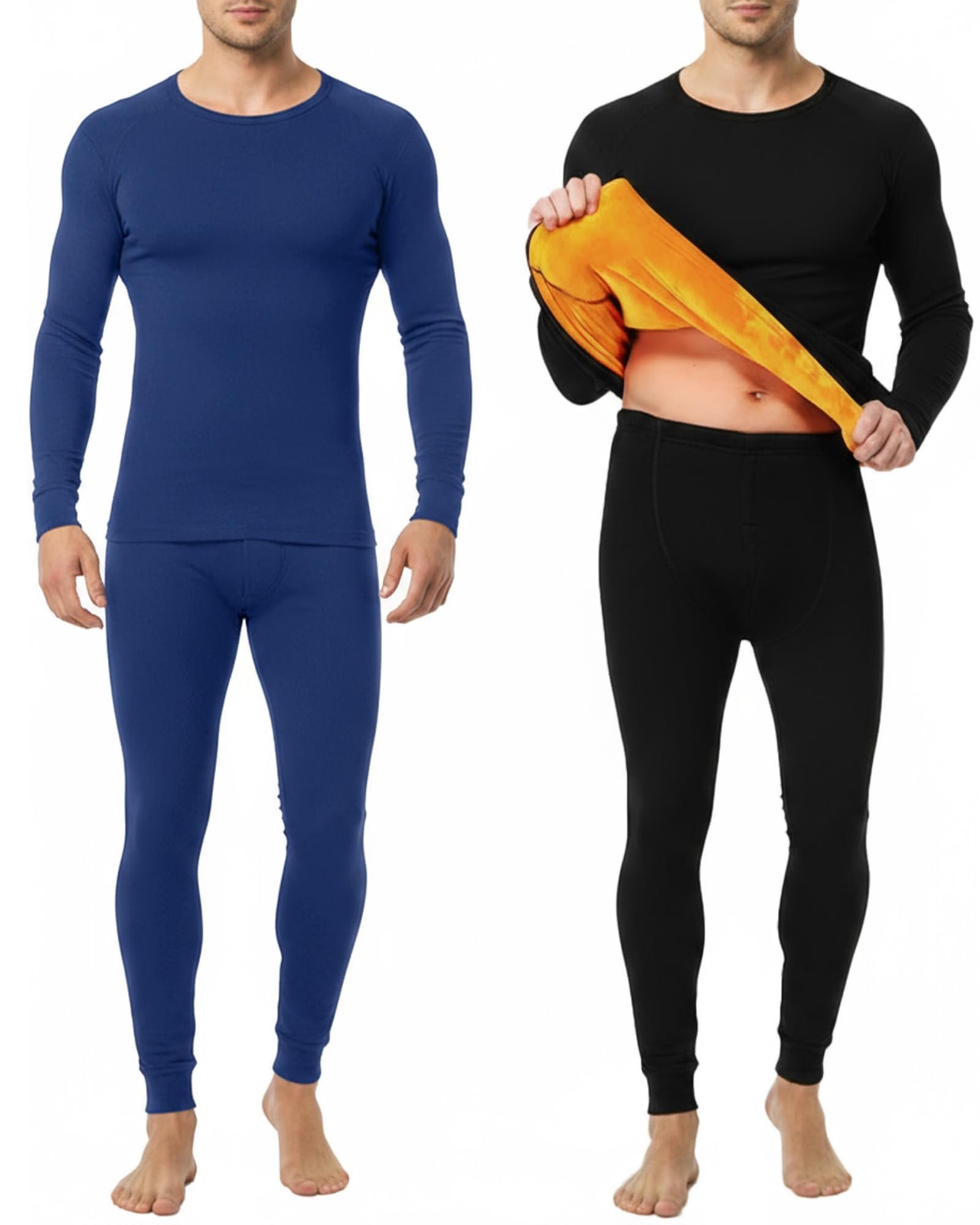 2 Pack Mens Thermal Underwear Set Fleece Lined Underwear Shirt and Pants Set Base Layer Top and Bottom Cold Weather-image-25