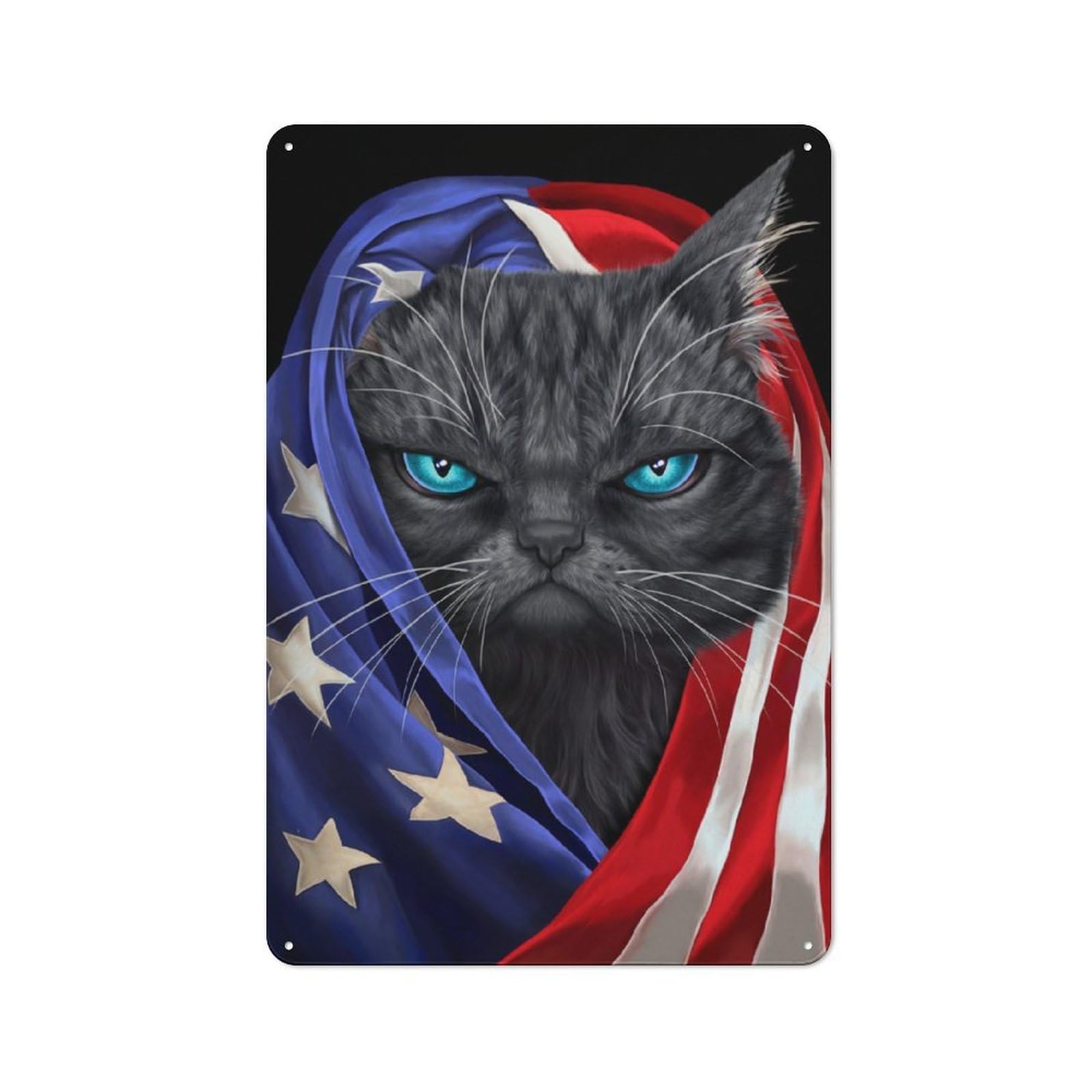Junmoney Russian Cat Usa Patriot Tin Wall Plaque 30X20cm With For Studio Or Craft Room, For Metal Sign Collectors, For Kitchen And Home Bar Decor