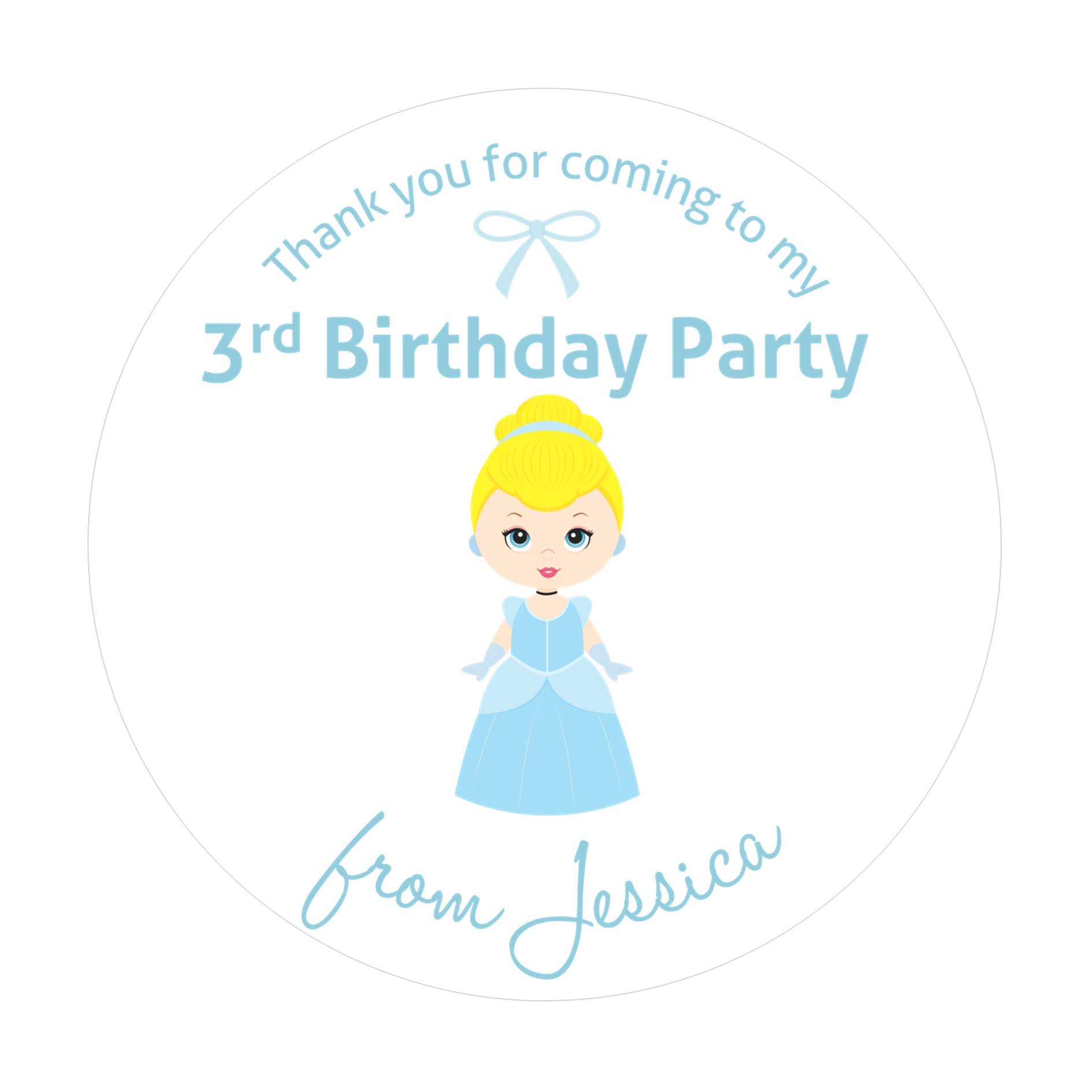 Cinderella Girl's Personalised Birthday Party Stickers - Gift Tags/Labels for Party Bags or Sweet Cones (24 stickersx 45mm)