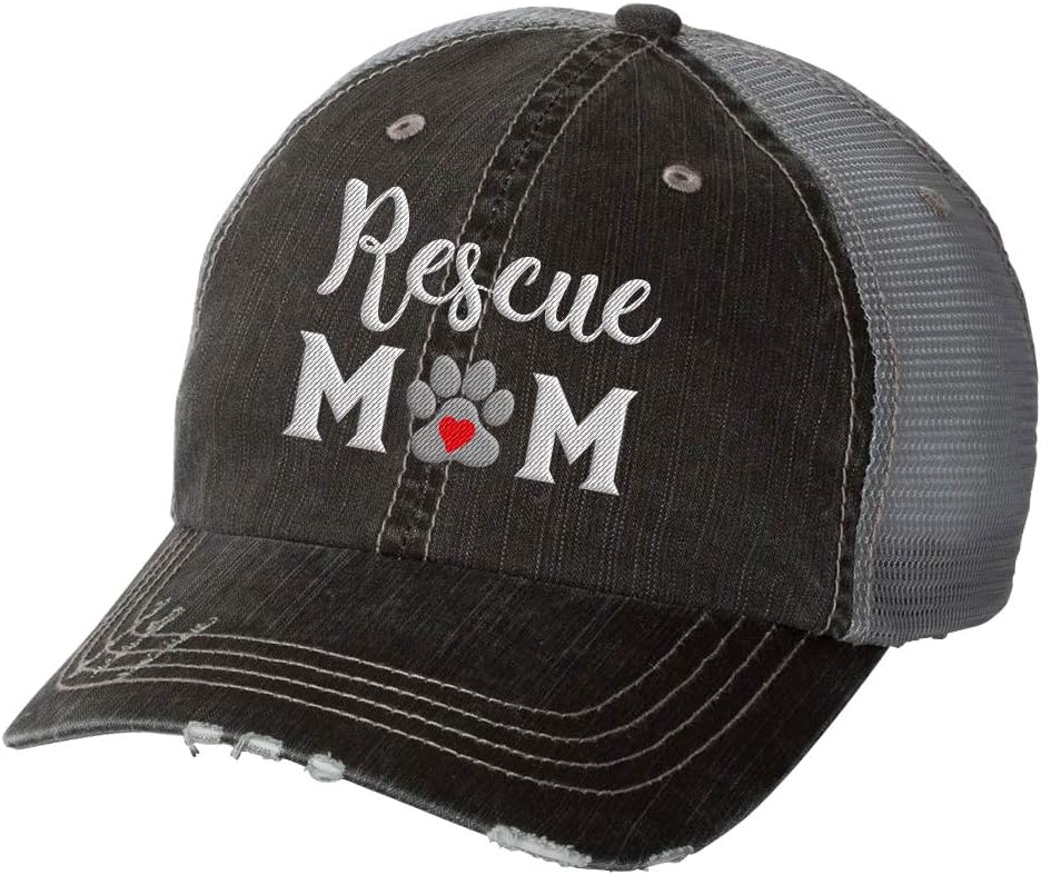Trenz Shirt Company Women's Embroidered Dog Mom Distressed Baseball Cap