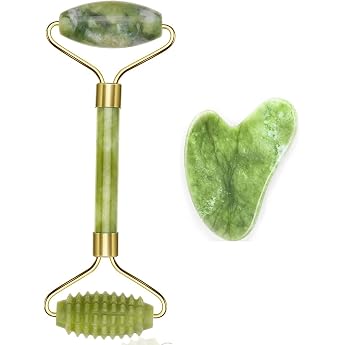 100% Jade Roller Set Gua Sha Massager Natural Jade Roller Face for Anti-Ageing Wrinkles Slimming and Firming Face Face Roller Face Massage