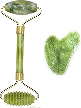 Jade Roller, Gua Sha Massage Set, Face Roller For Eye Puffiness Treatment, Skin Tightening, Rejuvenate & Neck, Natural Green Slimming Stone Anti-Aging Body Neck Lymphatic Drainage Tool Reduce Wrinkles