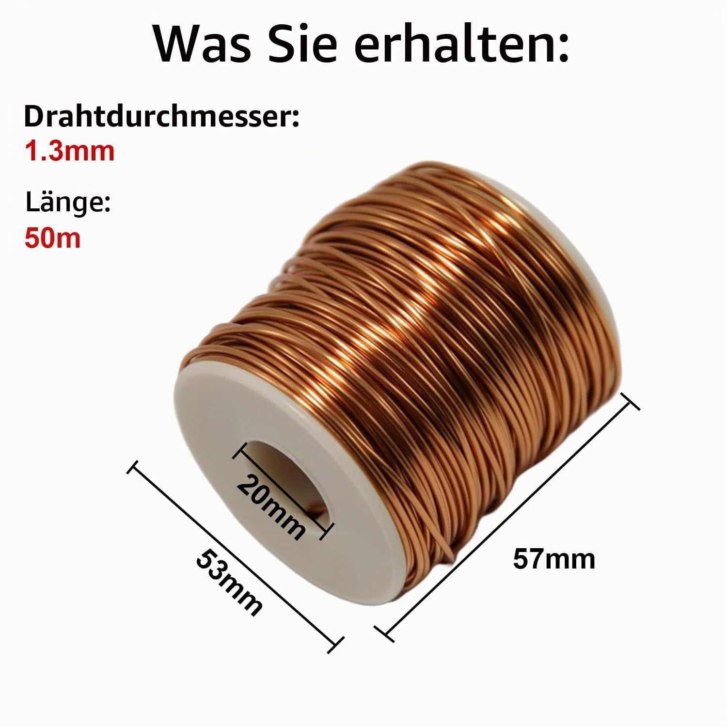 Kupferlackdraht,Lackdraht,Kupferdraht Isoliert,Kupferlackdraht 1,3mm,50m