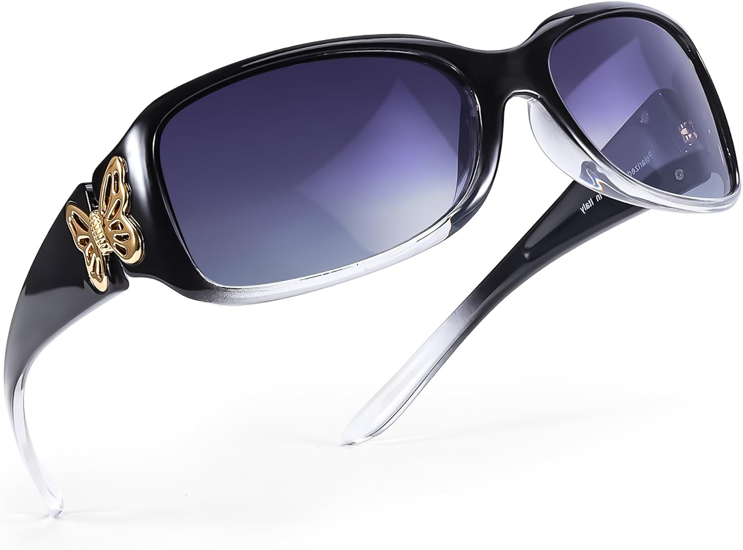 FancyPink Women's Polarized Sunglasses - Wrap Around Stylish Butterfly Frame w UV Protection Sun Glasses for Women