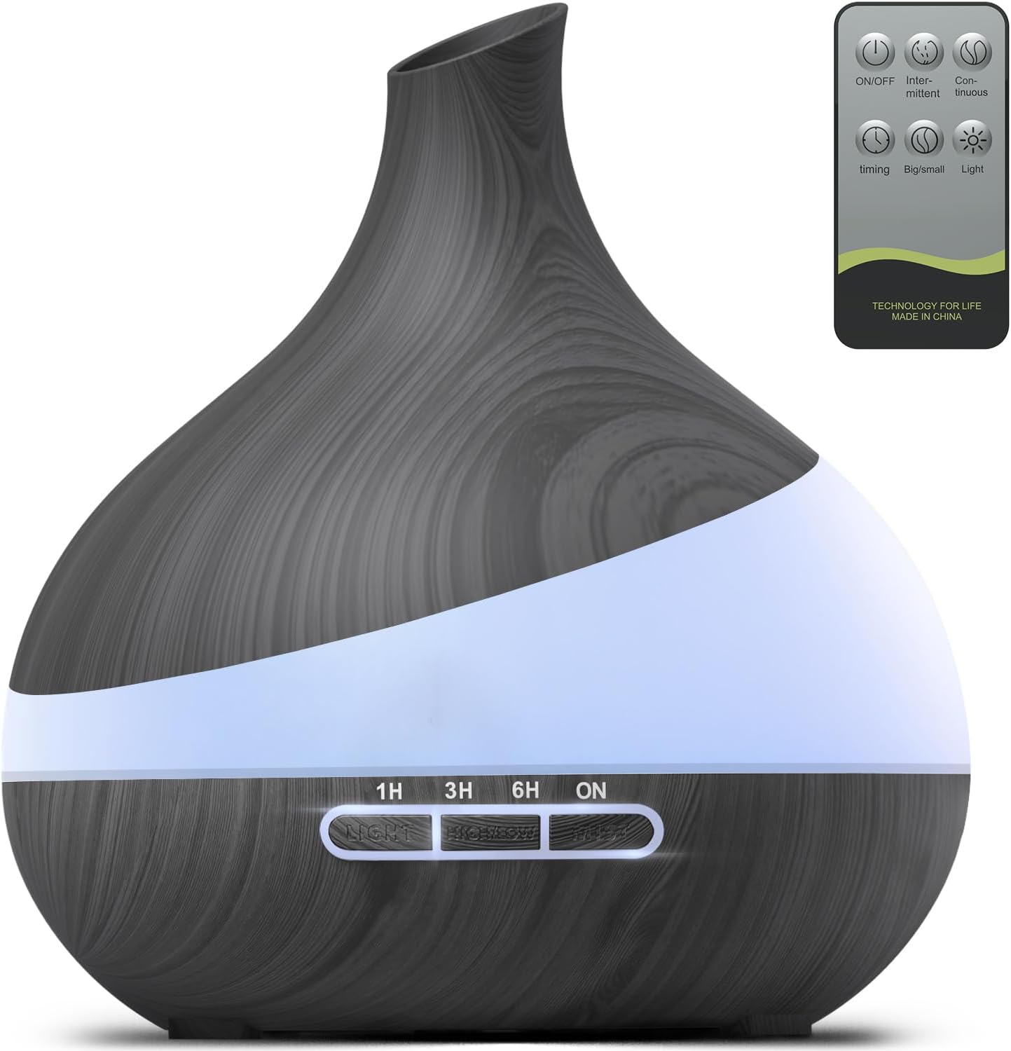 500ML Essential Oil Diffuser: Aroma Diffuser with Remote Control for Hotel Spa Yoga Room - Humidifier with 14 Colors LED Night Light for Bath Bedroom Relaxation (Dark Black)