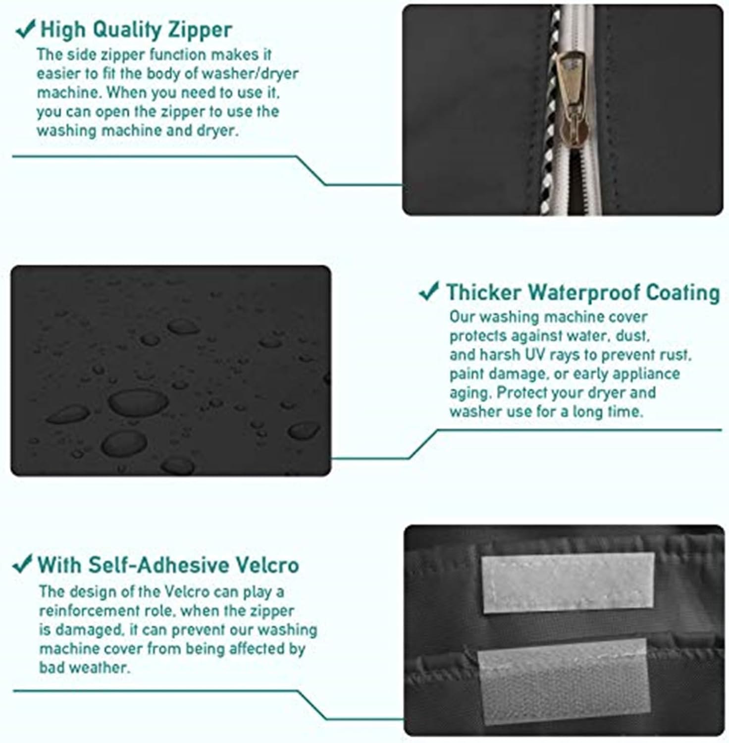 Washer/Dryer Cover,Washer and Dryer Covers，Washine Machine Cover for Waterproof and Dustproof Thickening Front-Loading Machine，Washer Cover Fit for Most Front-loading Washer (black)