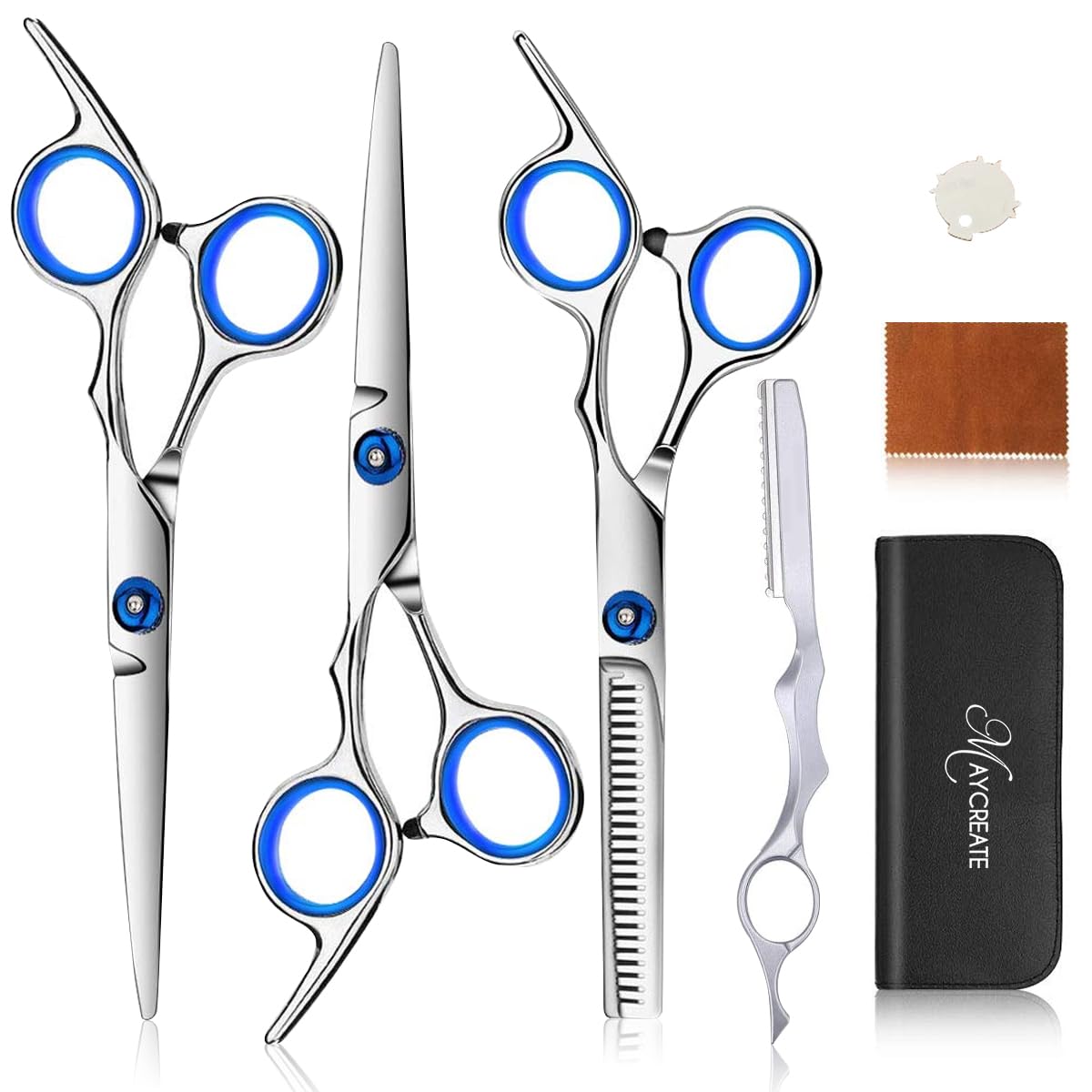 maycreate MAYCREATE® Full Set Hair Cutting Scissors Kits, Professional Hair Dressing Scissors Barber Kit with Storage Case, Hairdressing Scissor for Men Women Adult Kids Professional Hair Cut Kit-picture-45