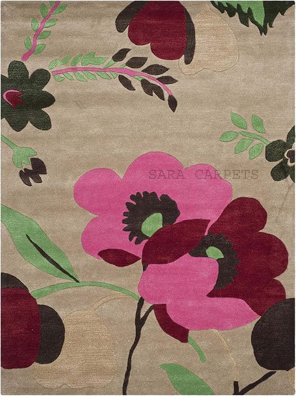Image of Modern Abstract Hand Tufted Wool Floor Carpet for Home decore Living Room|Home and Bedroom & Hall 9x12feet (270 x 360cm) Beige H32