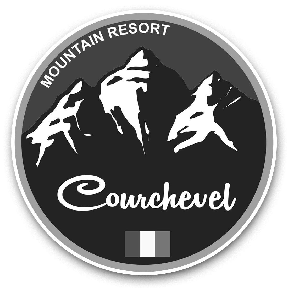 Destination Vinyl Ltd Bw Courchevel Ski Snowboard Resort France 40173 Vinyl Stickers (Set Of 2) 7.5Cm (Bw) - Courchevel Ski Snowboard Resort France Laptop Tablet Luggage Scrapbook #40173