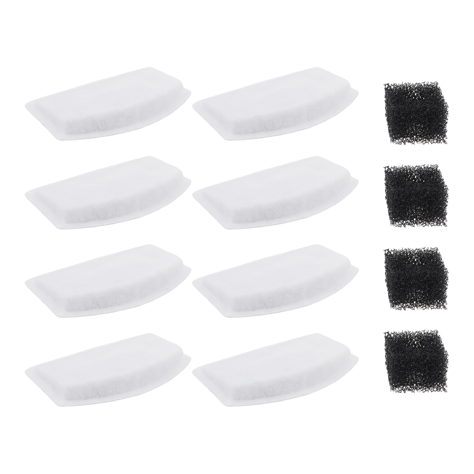 VGOL 8PCS Pet Water Fountain Filters with 4PCS Black Sponge Compatible with ZeePet 100oz/3L Stainless Steel D60/3L Fountain 3.56x2.38x0.47inch