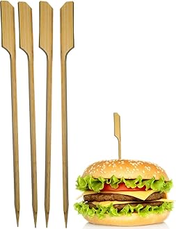 HomeTools.eu® 25x Hamburger Skewers Sticks | BBQ Cheese Burger | Bamboo Sticks Fix and Keep Burgers Together. | Wood, 15 cm, Pack Of 25