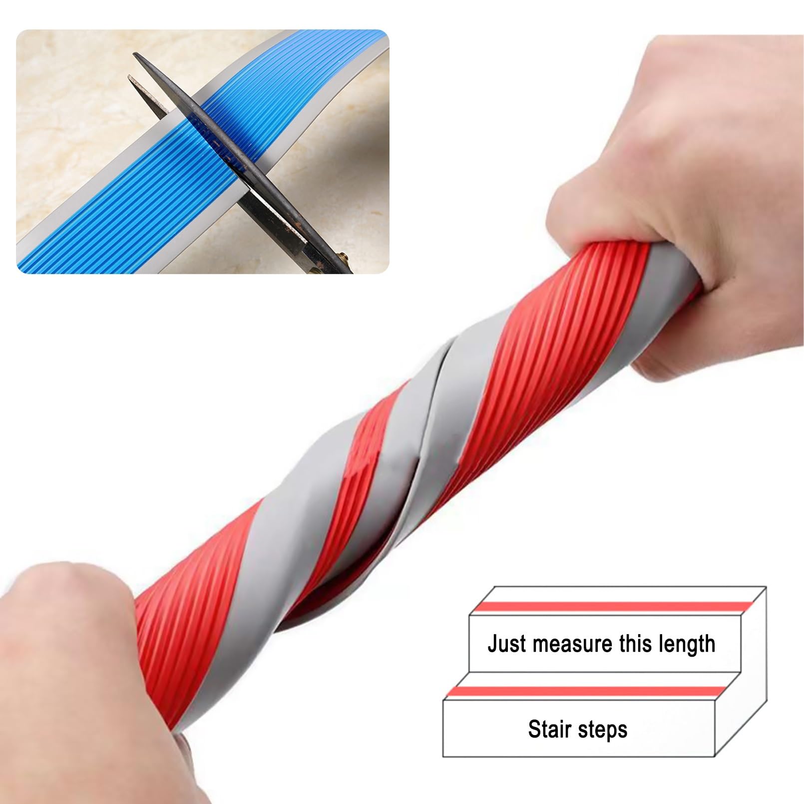 Perfil de Escalera de PláStico Autoadhesivo, Tiras Antideslizantes Para Peldaños, Para Escalones de Escaleras Y Borde de Piscina, Autoadhesivo de Borde Para Escaleras En Forma de L(Grayish blue,2.5m/9
