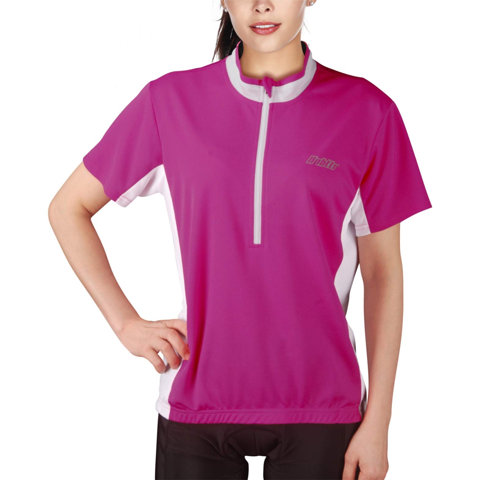 bpbtti Women's Half Zipper Short Sleeve Cycling Jersey Bike Biking Shirt with 3-Real Pockets