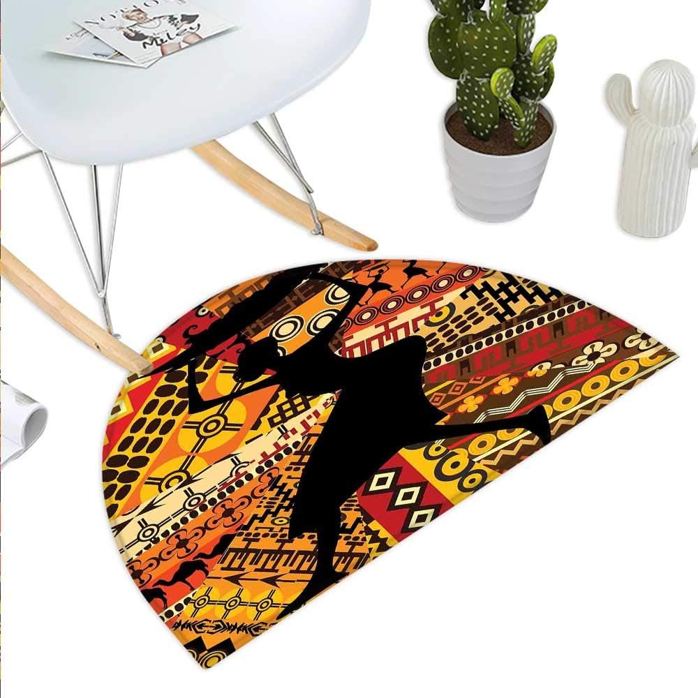 African Woman Semicircle Doormat Silhouette of a Indigenous