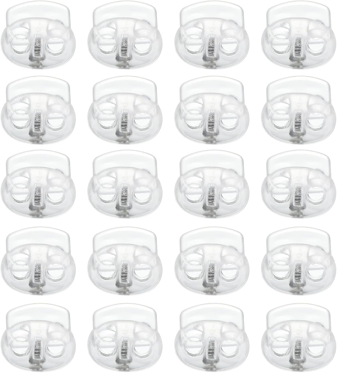 PATIKIL 0.7x0.8 Cord Locks, 100 Pack Double Hole Spring End Toggle Stopper for Drawstring Bag Shoelaces, Clear
