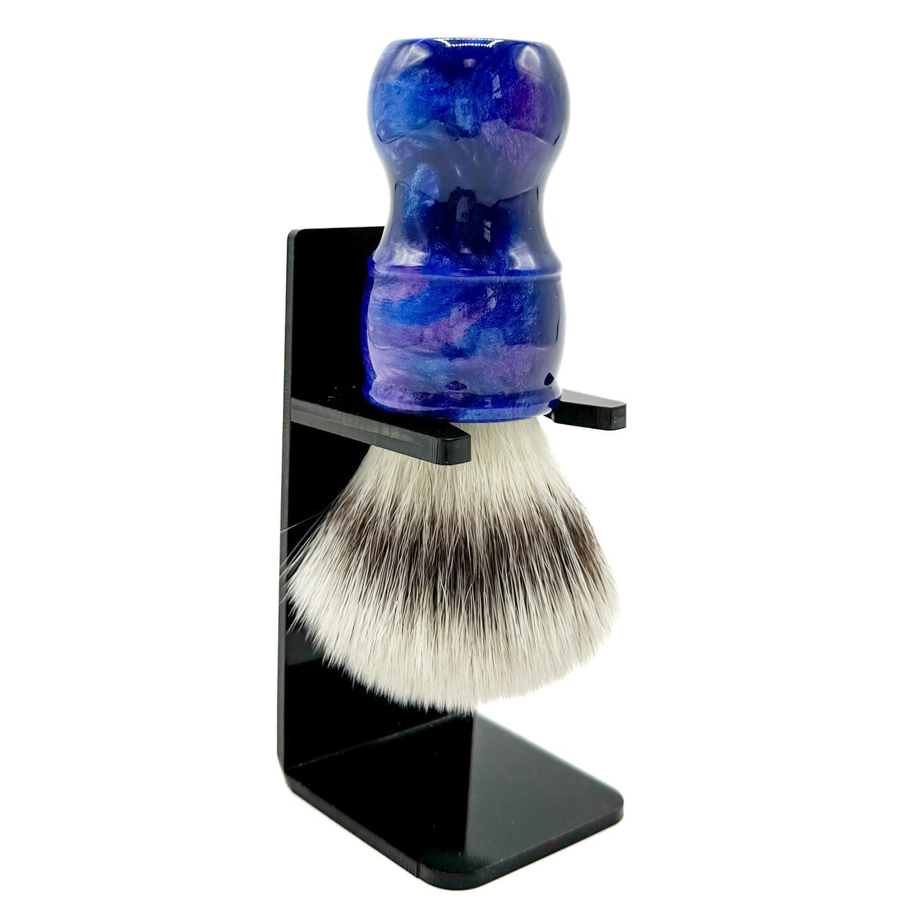 Parker Safety RazorTHE BLUE STORM Deluxe Iridescent Blue Handle Synthetic Shaving Brush & Stand
