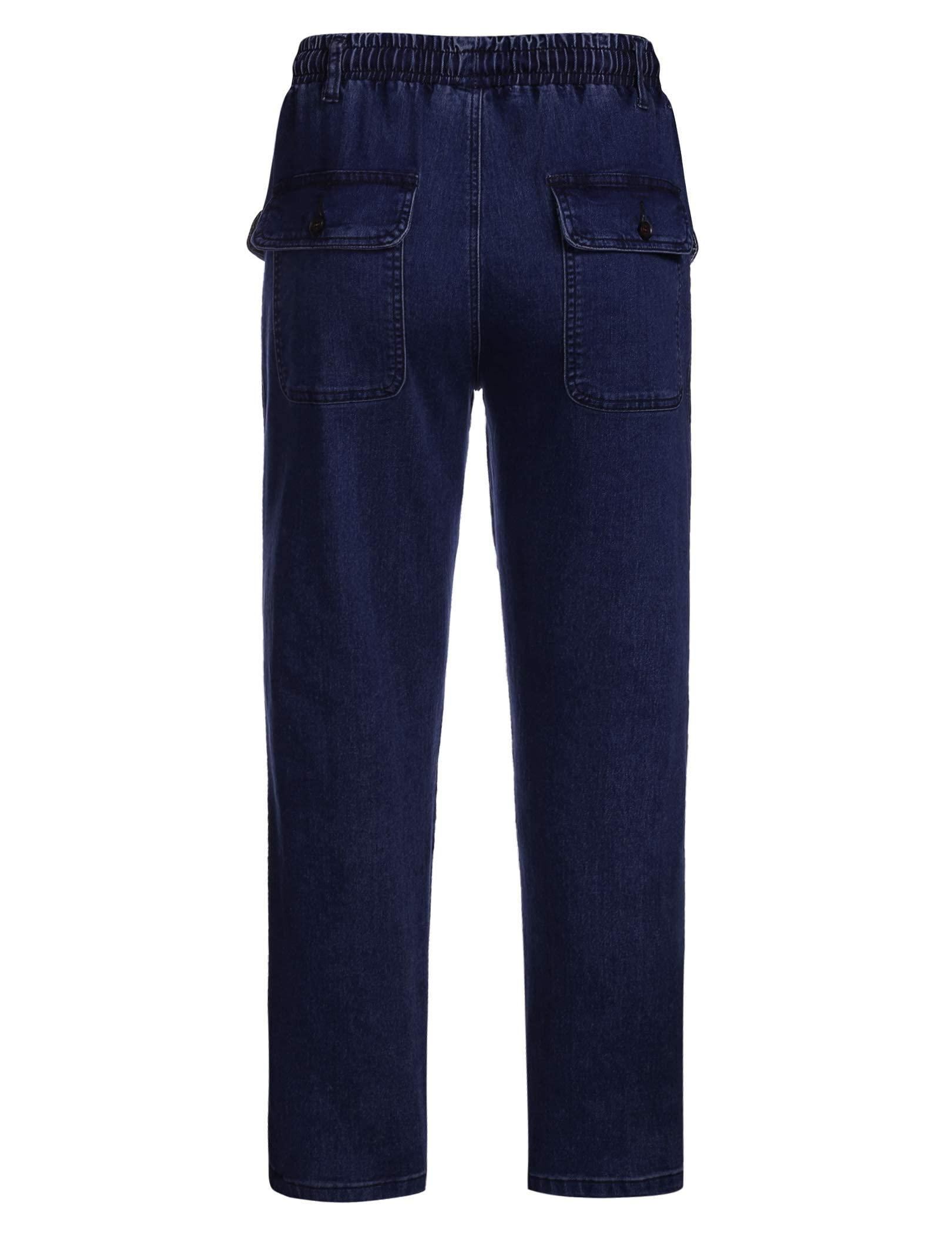 COOFANDY Męskie dżinsy proste spodnie jeansowe ze stretchem i wsuwanymi spodniami, stylowe spodnie, gumowy ściągacz ze ściągaczem, kieszenie cargo dla mężczyzn