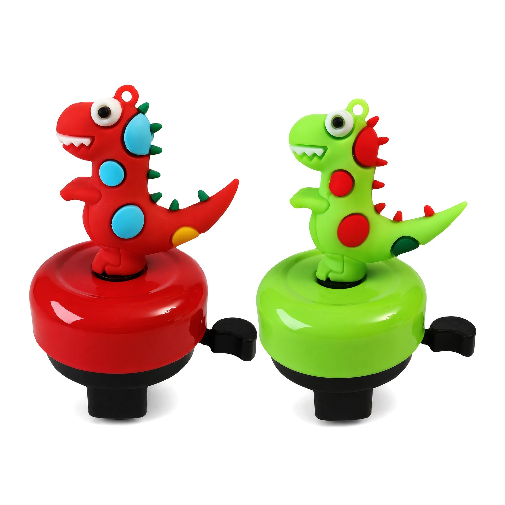 QIANSSE 2pcs Cute 3D Dinosaur Bike Bell for Kids