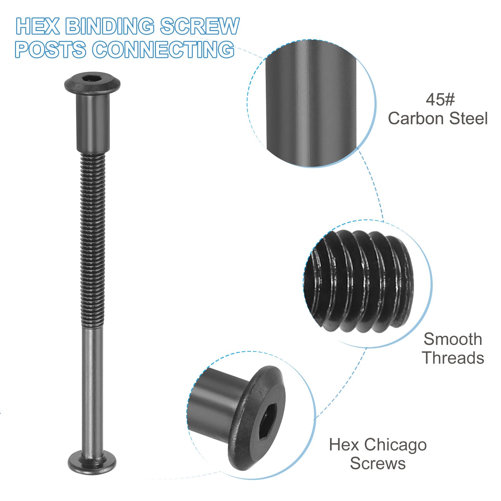 PATIKIL M8 x 100 mm Hex Chicago Screws - Image 3