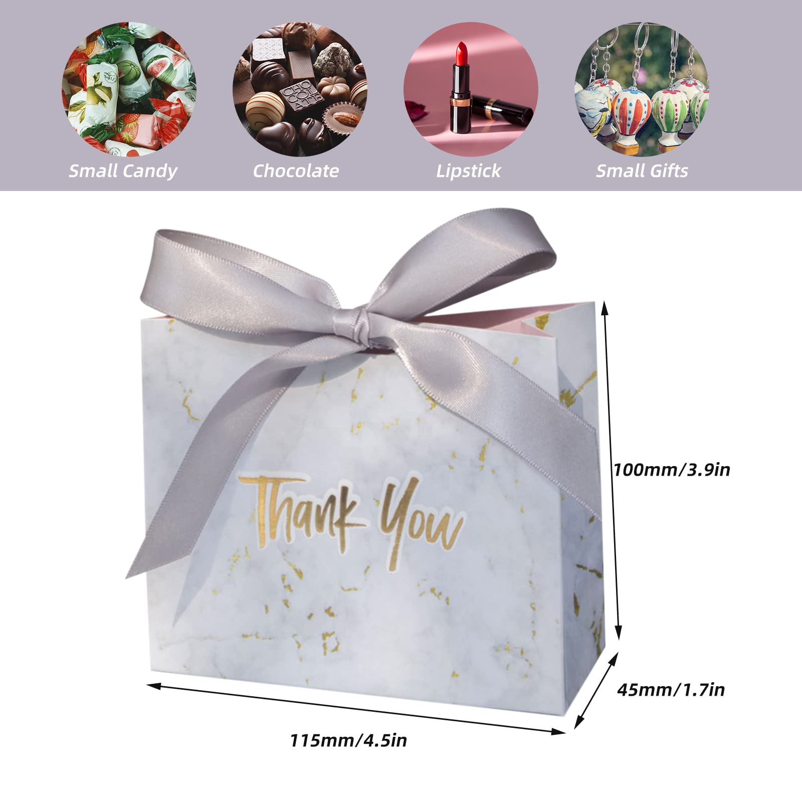 50 Stück Geschenktüte mit Schleifen Gastgeschenke, Hochzeits Geschenkbox, Danke Geschenktasche Papier, Papier Geschenkboxen für Geburtstag, Abschluss Feier, Hochzeit