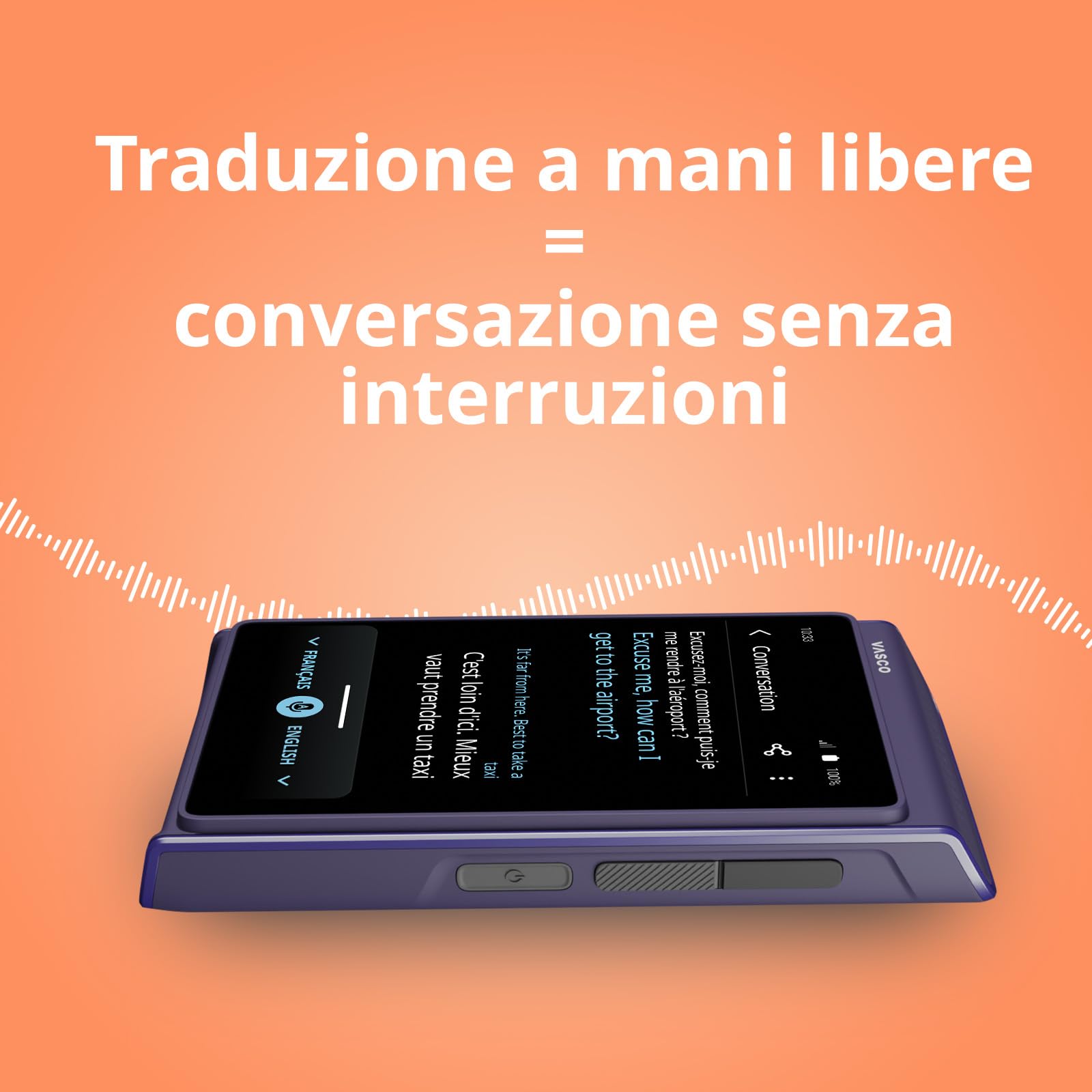 Vasco Translator Q1 | Traduttore simultaneo con clonazione vocale IA | 113 Lingue | Internet gratuito a vita in quasi 200 paesi | Mystic Plum