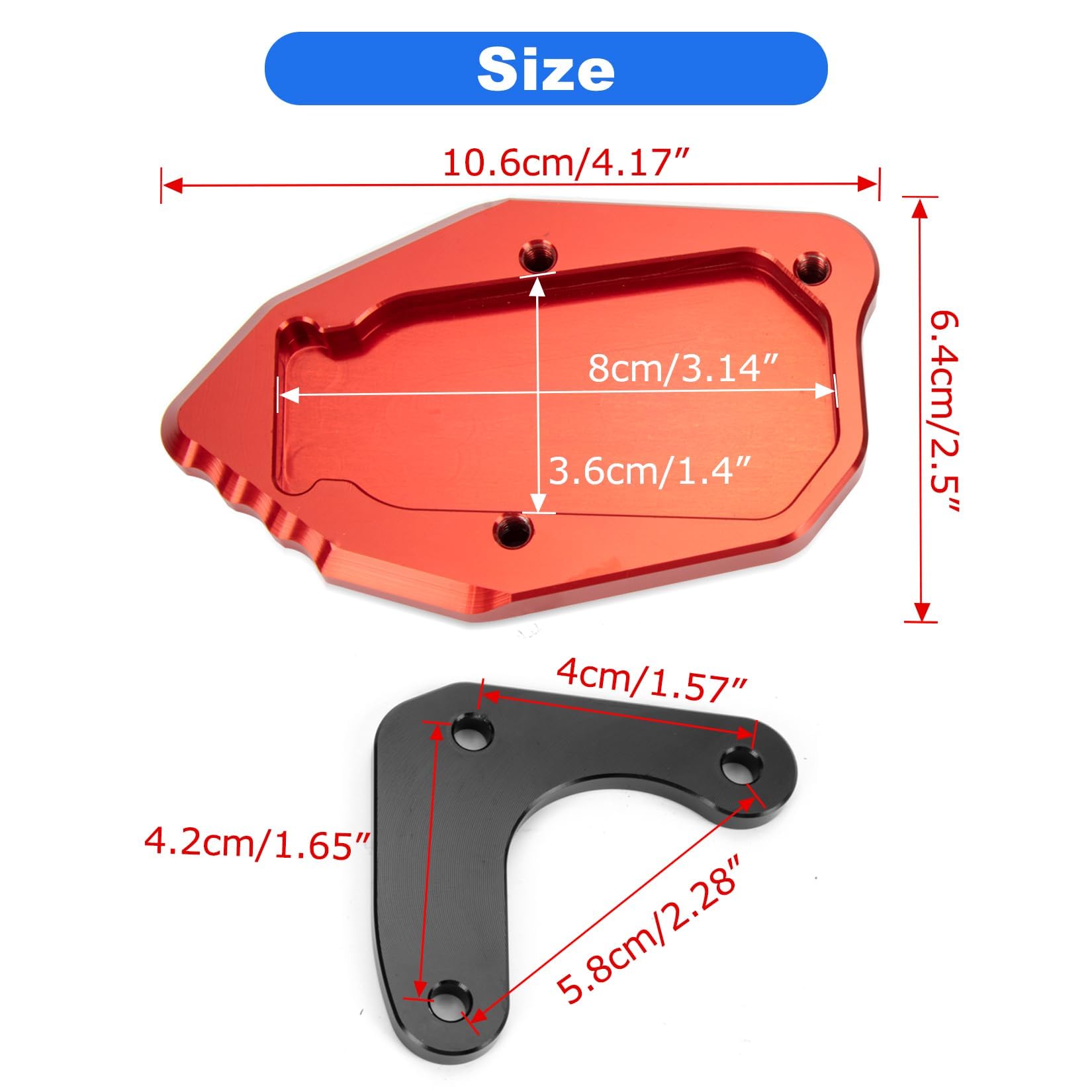 Dirt Bike Kickstand Pad - Stainless Steel Side Stand Plate For Honda CRF300L/Rally 2021-2022 (Red) - View #10