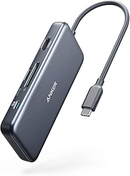 Anker Adaptador de concentrador USB C, 7 en 1, Adaptador USB C, con 4 K HDMI, Entrega de energía, Puerto de Datos USB C, Lector de Tarjetas microSD y SD, 2 Puertos USB 3.0