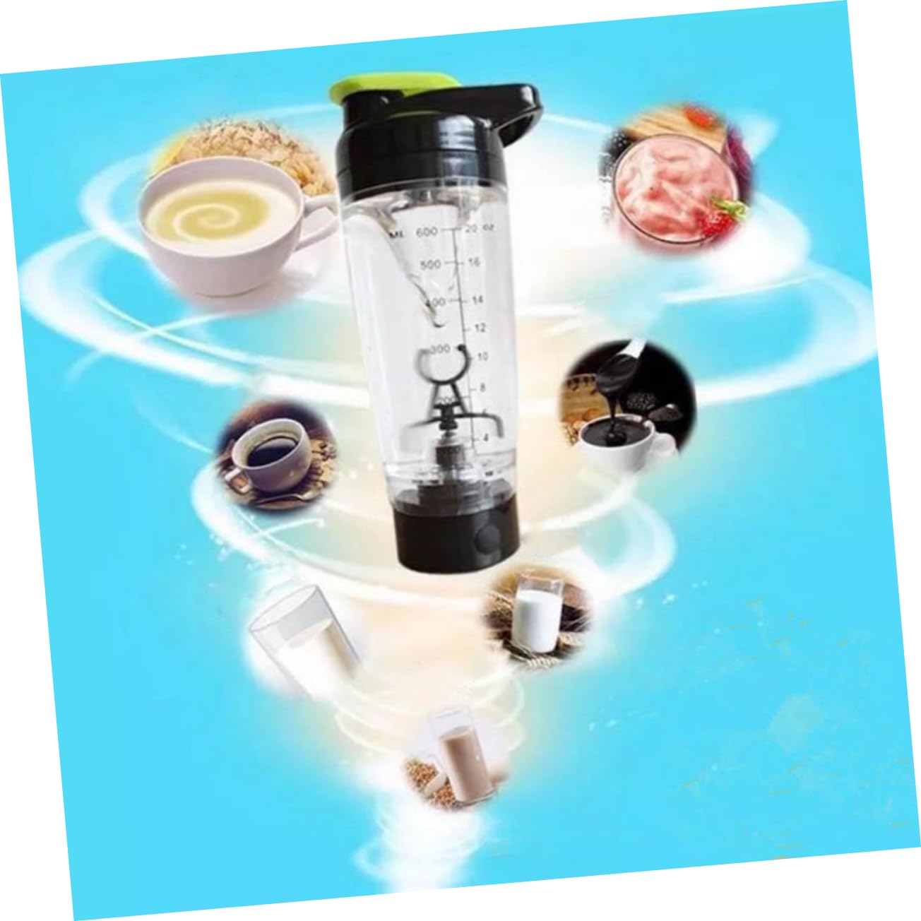Alipis Shaker Elettrico Portatile per Proteine 600 Ml Mixer Antigraffio Miscelazione Automatica per Sportivi e Vita Sana