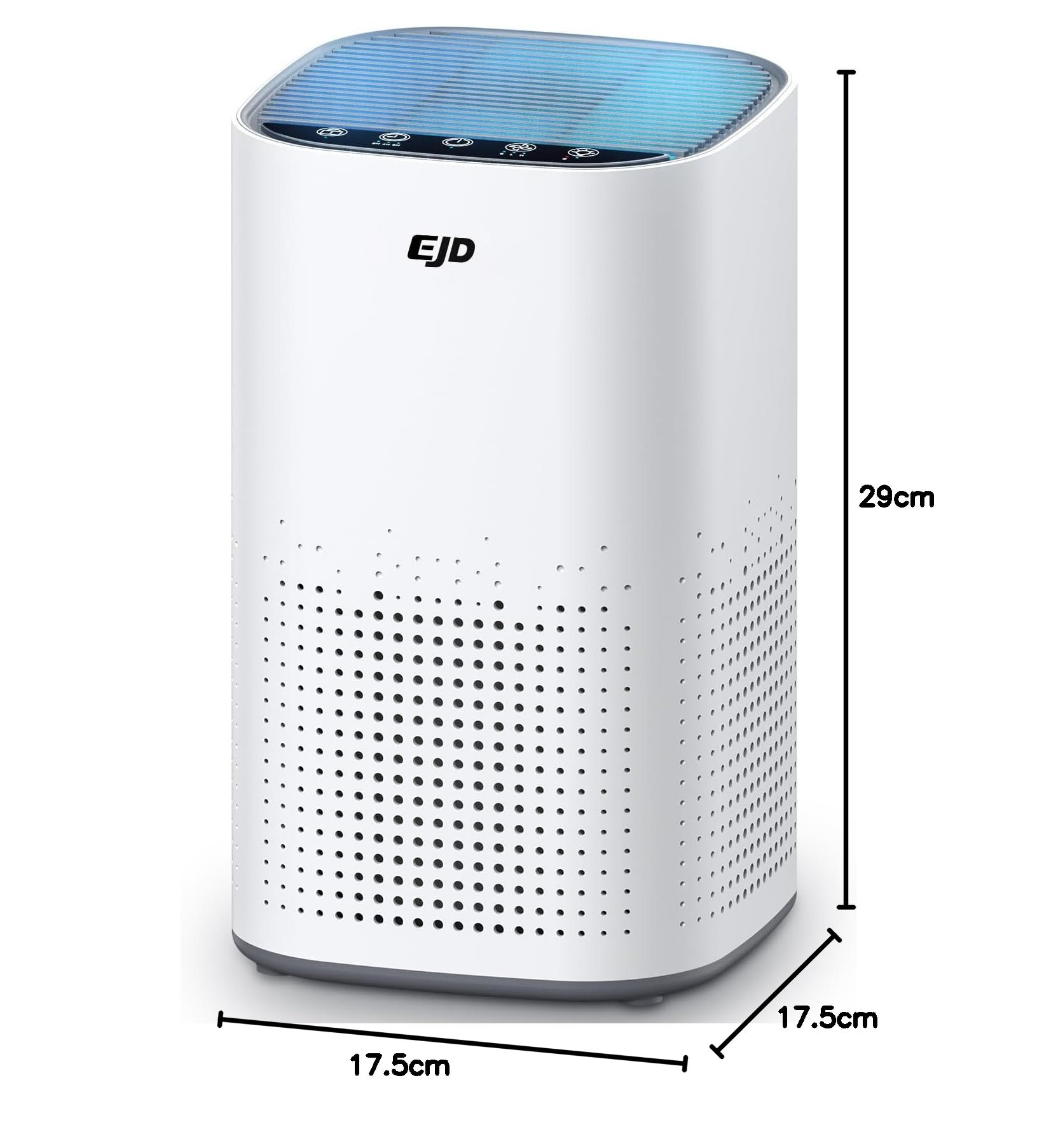 EJD Luftreiniger für große Schlafzimmer bis zu 70 m² mit CADR 223 m³/h | leiser H13 HEPA-Luftreiniger mit 15 dB Schlafmodus, 3-in-1-Filter entfernt 99,97% Pollen, Staub, Tierhaare, Gerüche (Weiß)