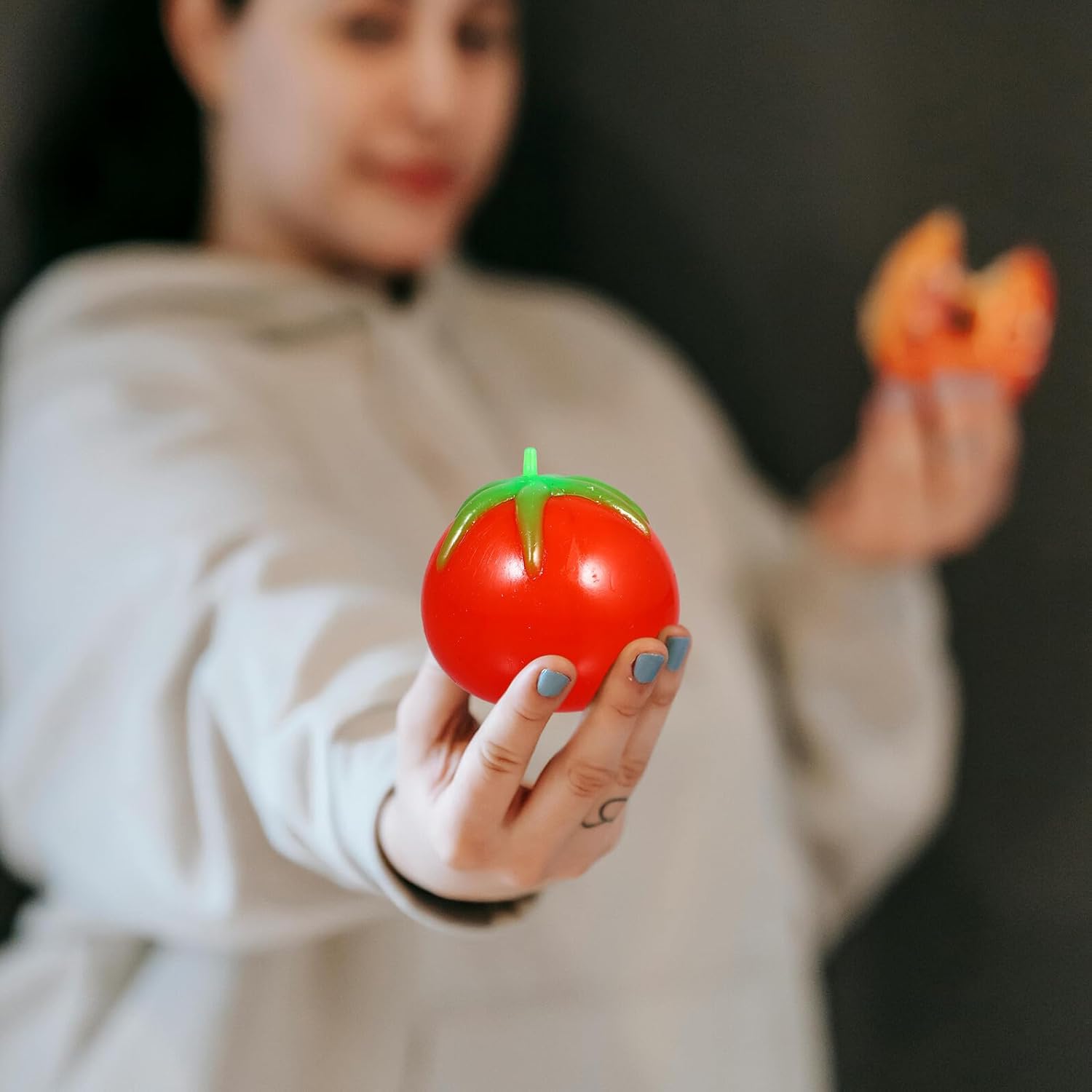 TOYANDONA 12Pcs Tomato Shaped Stress Relief Balls Vent for Anxiety Reduction and Sensory Play Fun Squeezing for Adults
