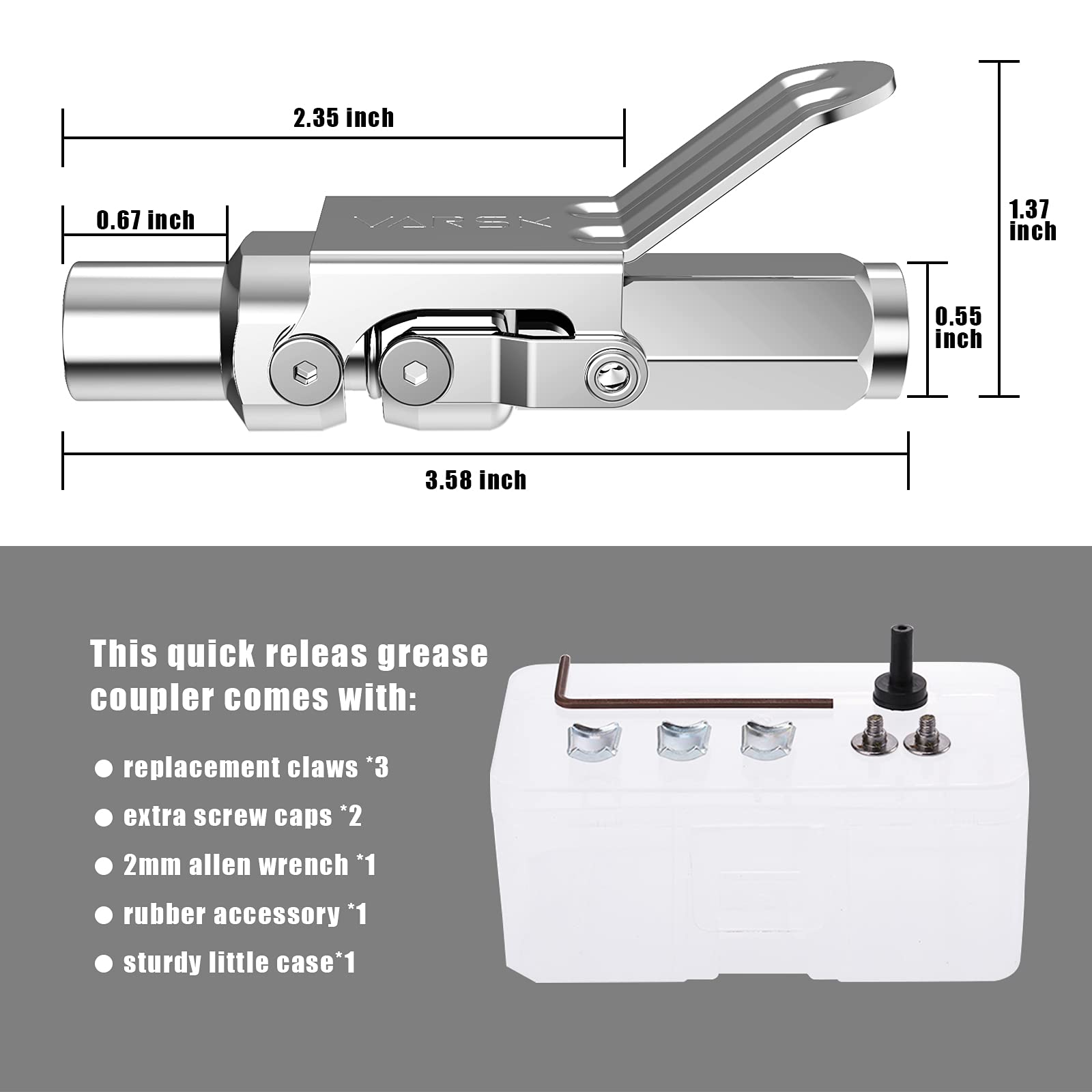 Grease Gun Coupler, Heavy Duty Quick Release Grease Coupler Fits All