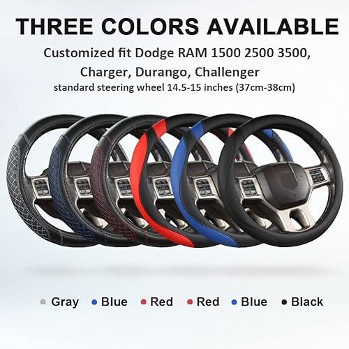 Miniatura 6 de West Llama Funda personalizada para volante de automóvil Dodge 1989-2011 RAM 1500 2500 3500, Charger, Durango, Challenger (acolchado de diamante,