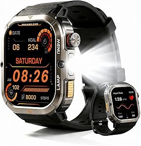 AGM Legion 3 Men’s Smart Watch, 1.95 Inch AMOLED Display, 5 ATM Waterproof, Bluetooth Call/Message, SPO₂, Heart Rate, Slee…