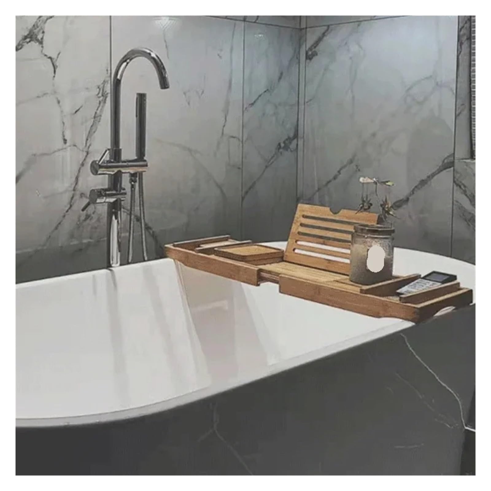 Bandeja de bambú para bañera, extensible, antideslizante, para relajación, vino y tableta, accesorio de baño ideal para la serenidad del hogar