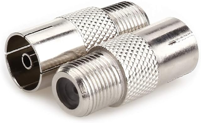 NANYI Female To Male TV Aerial Coaxial Coupler,T/F Type Screw Connector Socket to RF Coax Aerial Adapter Nickel plating (Female-Female-2PCS)