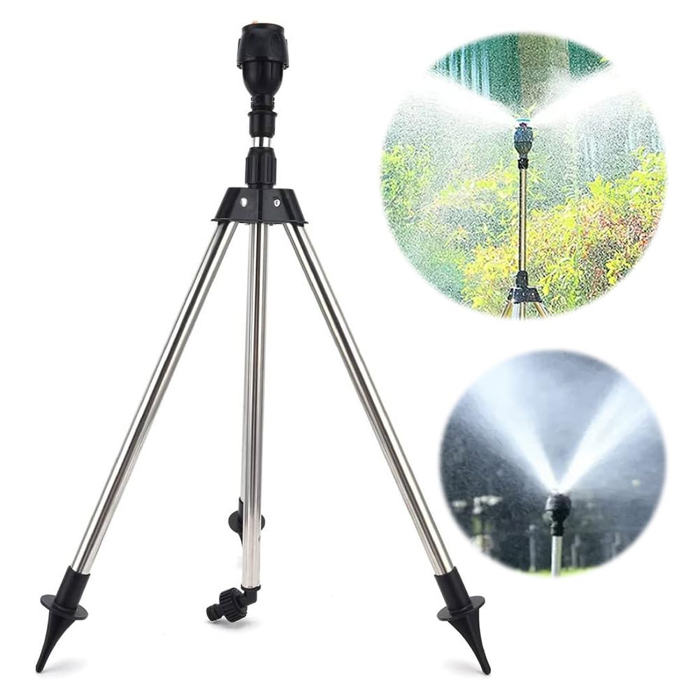 Dreibein Rasensprenger 360 Grad Wasser Sprinkler Automatischer Gartensprenger mit Metallgestell for Rasen Bewässerung