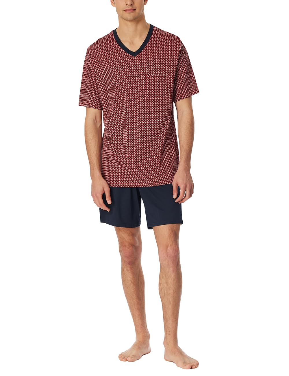 Schiesser Men's Short V-Neck Comfort Nightwear Pyjama Set