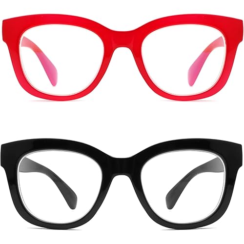 Areyeth 2 Pairs Oversized Retro Reading Glasses for Women, Oprah Style Large Blue Light Blocking Readers(3.0X)