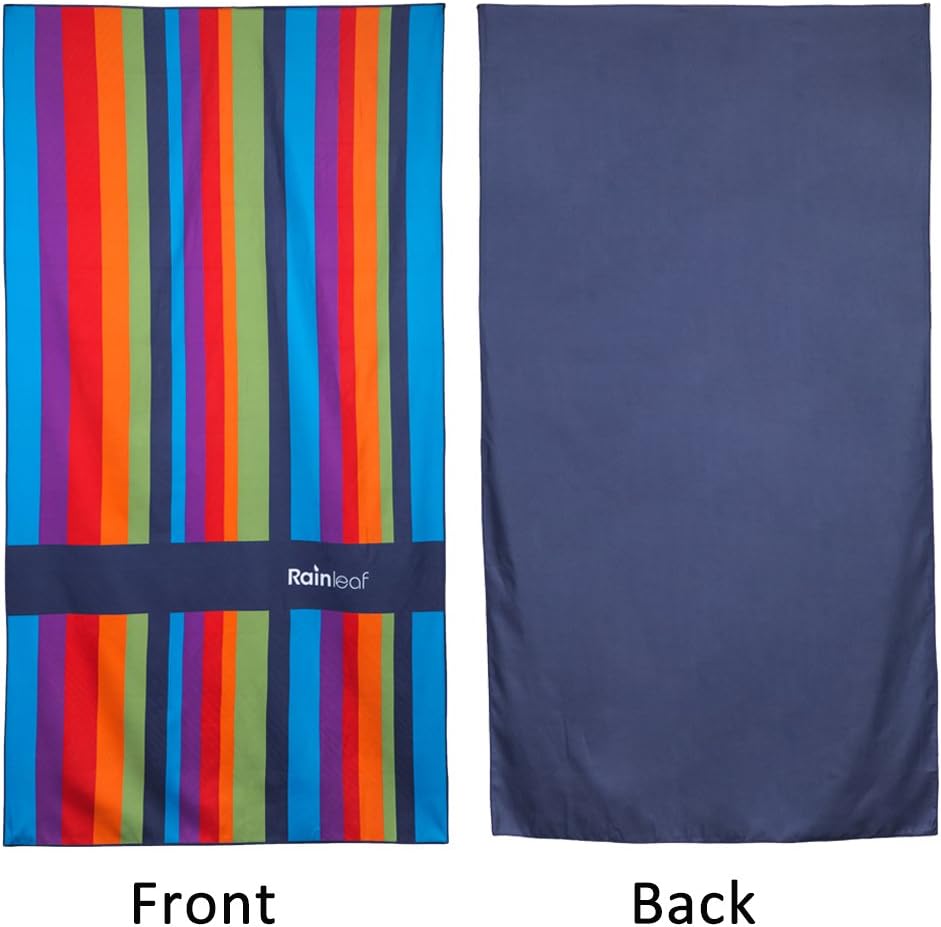 Rainleaf Microfiber Beach Towel Compact Travel Towel Fast Drying Swimming Towel Lightweight Sports Towel Pool Towel,Super Absorbent - Ultra Compact. Rainbow,40x 70 inches