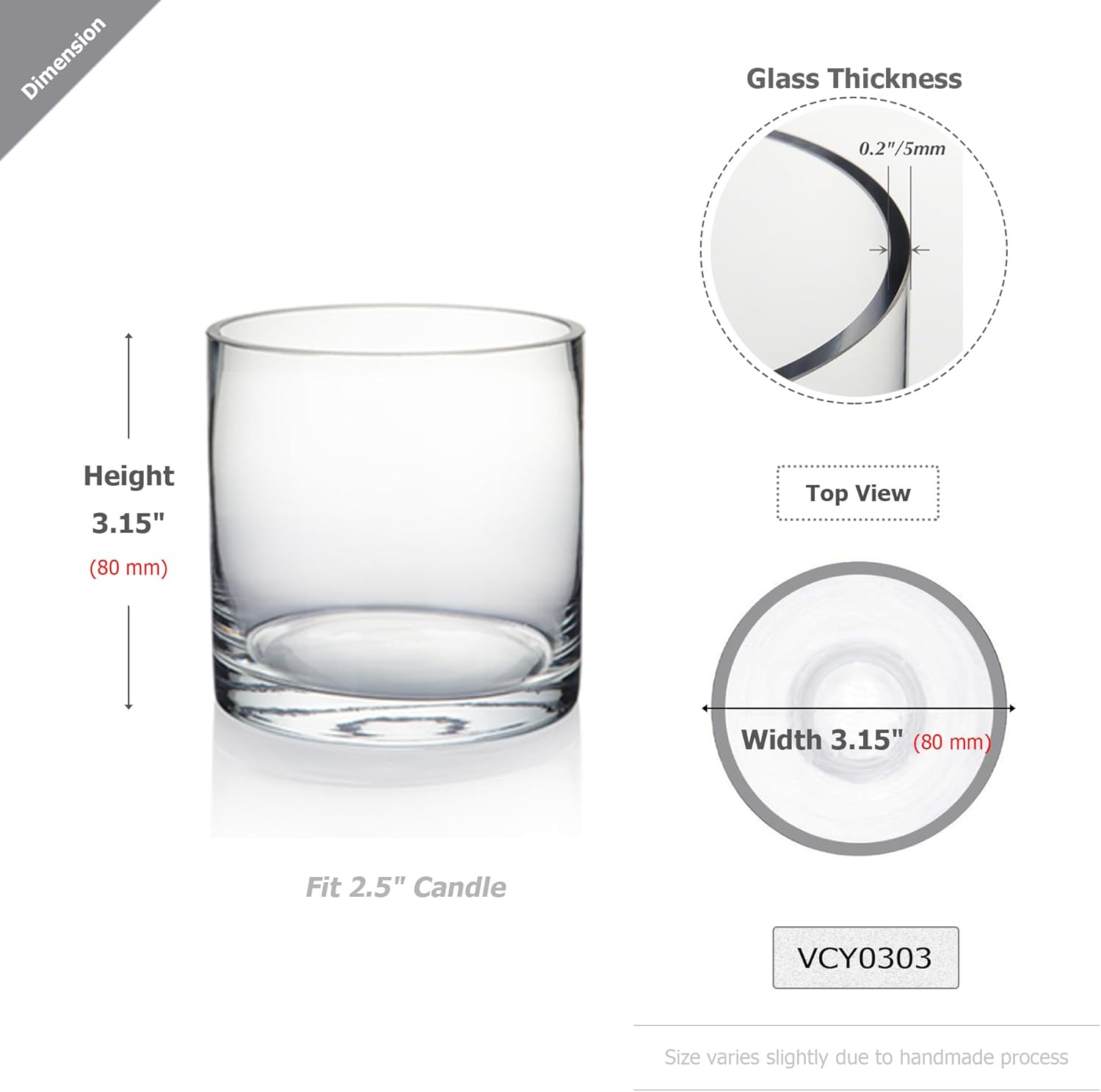 WGV Tea Light Votive Candle Holder 3x3, Clear Tiny Cylinder Glass Vase, Small Planter Terrarium for Home Accent Decor, 24 Pieces