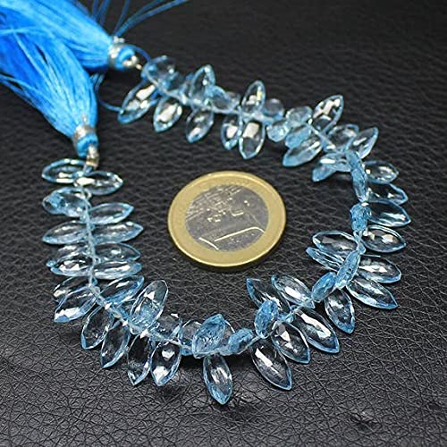 Perles briolettes turquoise azur facettées 10-14mm pour fil de pierre naturelle