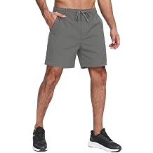 Feiersi Mens 5 Inch Casual Shorts Elastic Waist Drawstring Summer Beach Shorts with Multi-Pockets