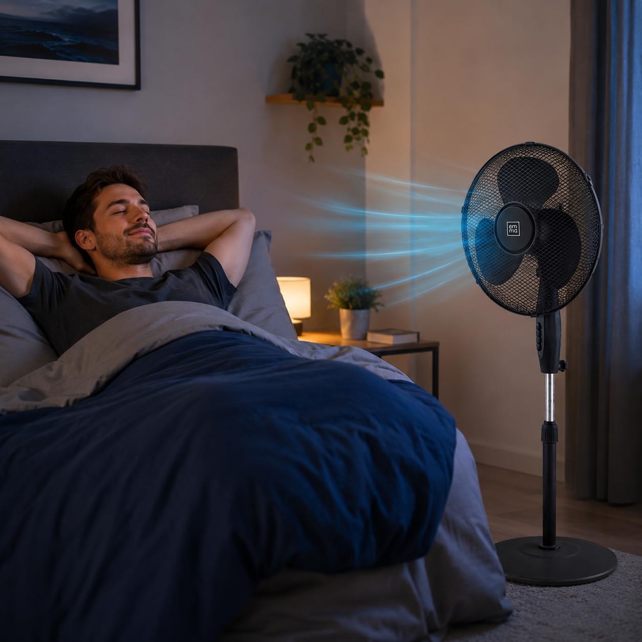 Genérico Ventilador de pie Ultra Silencioso EMMA | Envio 24h | 45 W | Bajo Consumo | Alta Potencia en 3 velocidades | Altura Modulable | 3 Aspas Duales | Pedestal - Ligero y Resistente