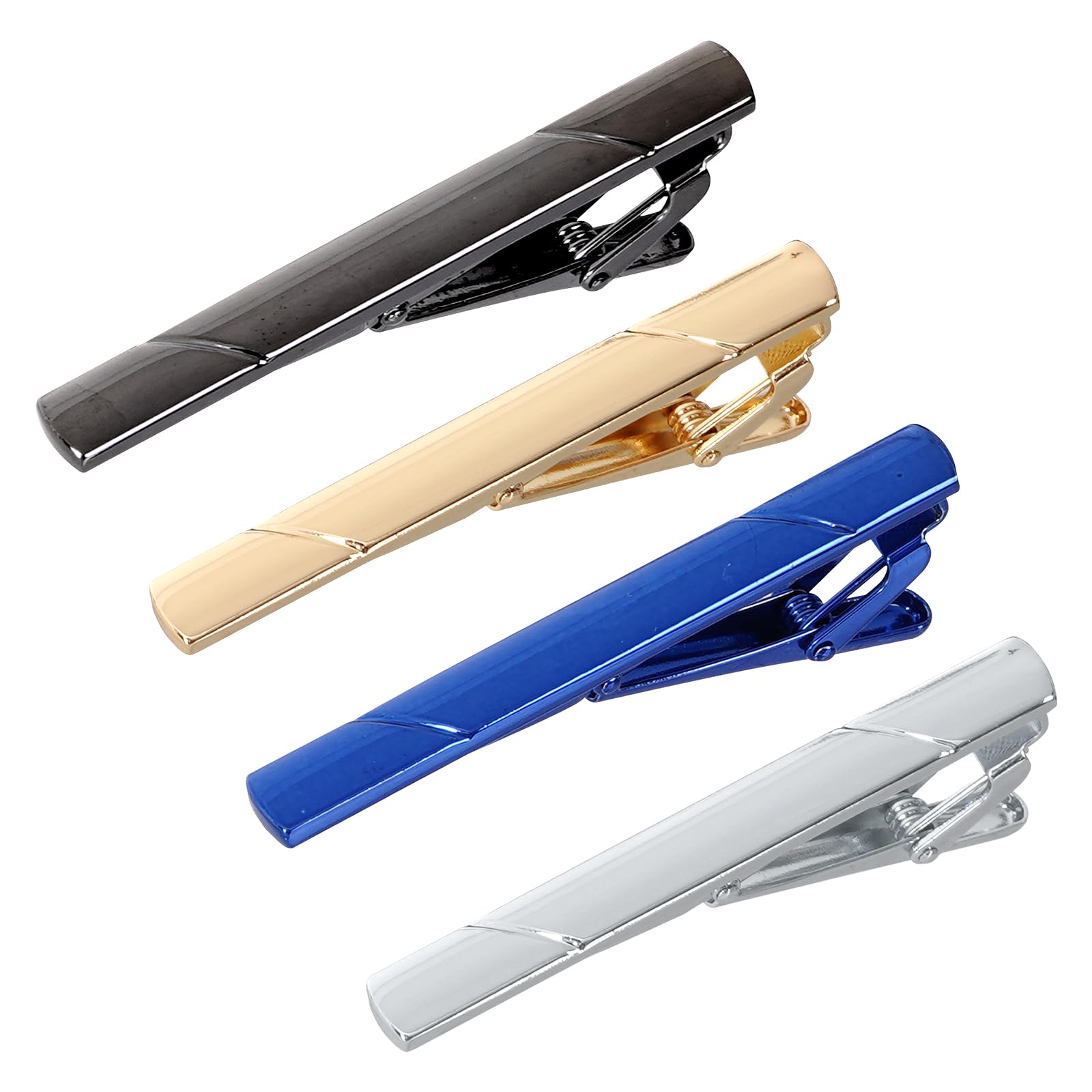 4 Pcs Stainless Steel Tie Clips for Men Classic Tie Bar Clip for Formal Business Wedding Party Fathers Day Gift