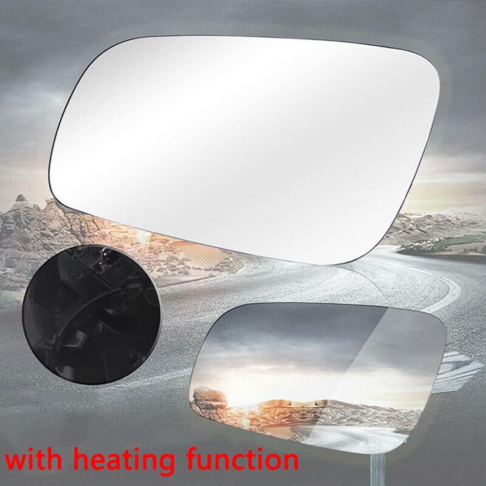 Riloer White/Blue Car Left/Right Rear Mirror Glass, Heated Clear Side Mirror Glass With Bracket, Compatible with VW Cabrio Golf, Compatible with Jetta, Compatible with Passat, Blue (LH and RH)